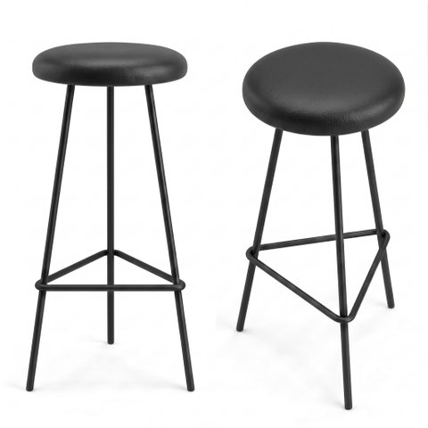 Banqueta Retro Alta Ferro Industrial Assento Estofada 70cm Cor: Estofado