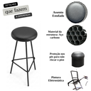 Ver imagem 3 de Banqueta Industrial Retrô Alta 70cm em Ferro com Assento Estofado para Balcão Cozinha
