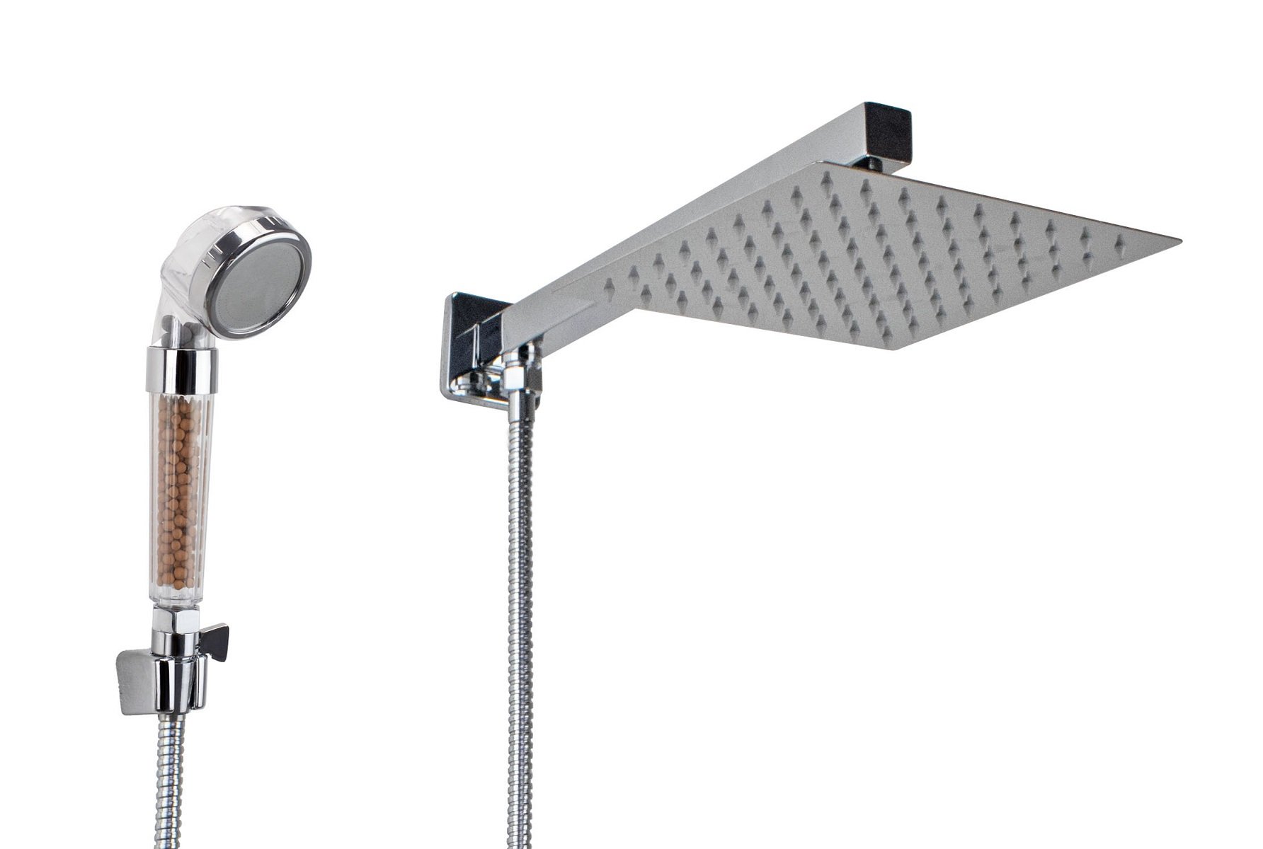 Ducha Inox 304 20 Cm C/ Ducha de Mão C/ Esferas Ionizantes - 1