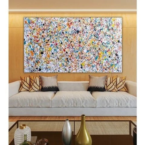 Quadro Pintado A Mão Pollock Original Vertical Horizontal