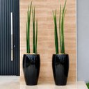 Ver imagem 6 de Vaso de Fibra de Vidro Atenas g 90cm Vitrificado Grande Preto Brilhante