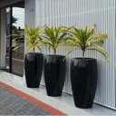 Ver imagem 2 de Vaso de Fibra de Vidro Atenas g 90cm Vitrificado Grande Preto Brilhante