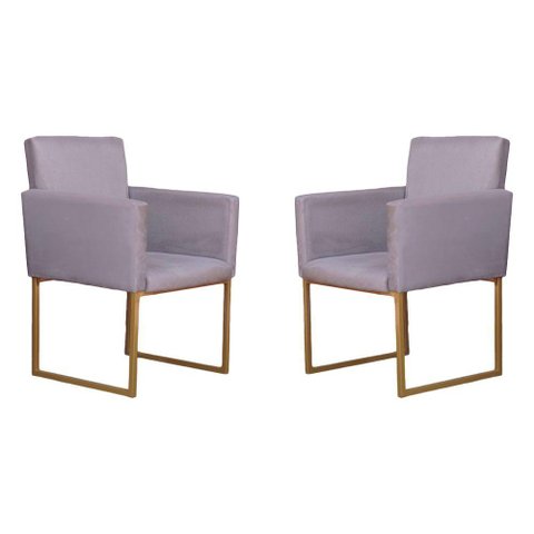 Conjunto 02 Poltronas para Recepção e Sala Klara Suede Cinza