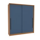 Ver imagem 2 de Guarda-roupa Casal Valência 2 Portas 2 Gavetas Freijó/azul - Politorno