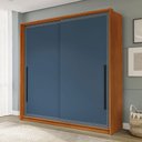Ver imagem 1 de Guarda-roupa Casal Valência 2 Portas 2 Gavetas Freijó/azul - Politorno