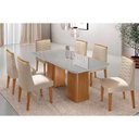Ver imagem 1 de Conjunto: Mesa Sala Jantar Maldivas Tampo c/ Vidro Curvo 180cm+6 Cadeiras Maldivas Madeira Naturale/