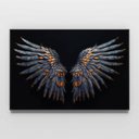 Ver imagem 6 de Assas Abstratas Azul Marinho Laranja Sala Quarto Casa Escritório