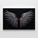 Ver imagem 4 de Assas Abstratas Azul Marinho Laranja Sala Quarto Casa Escritório