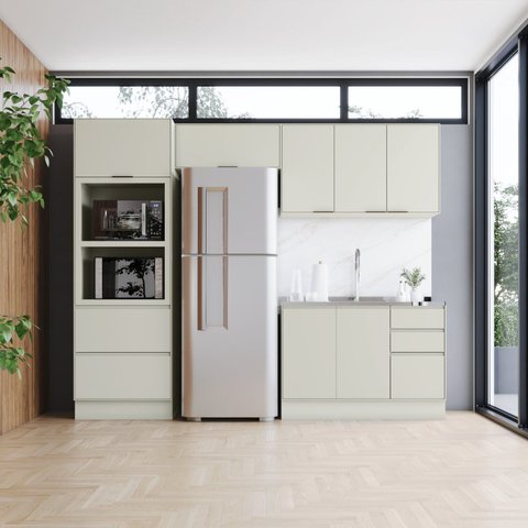 Cozinha Compacta 4 Peças em MDF com Torre Quente Fineze Areio