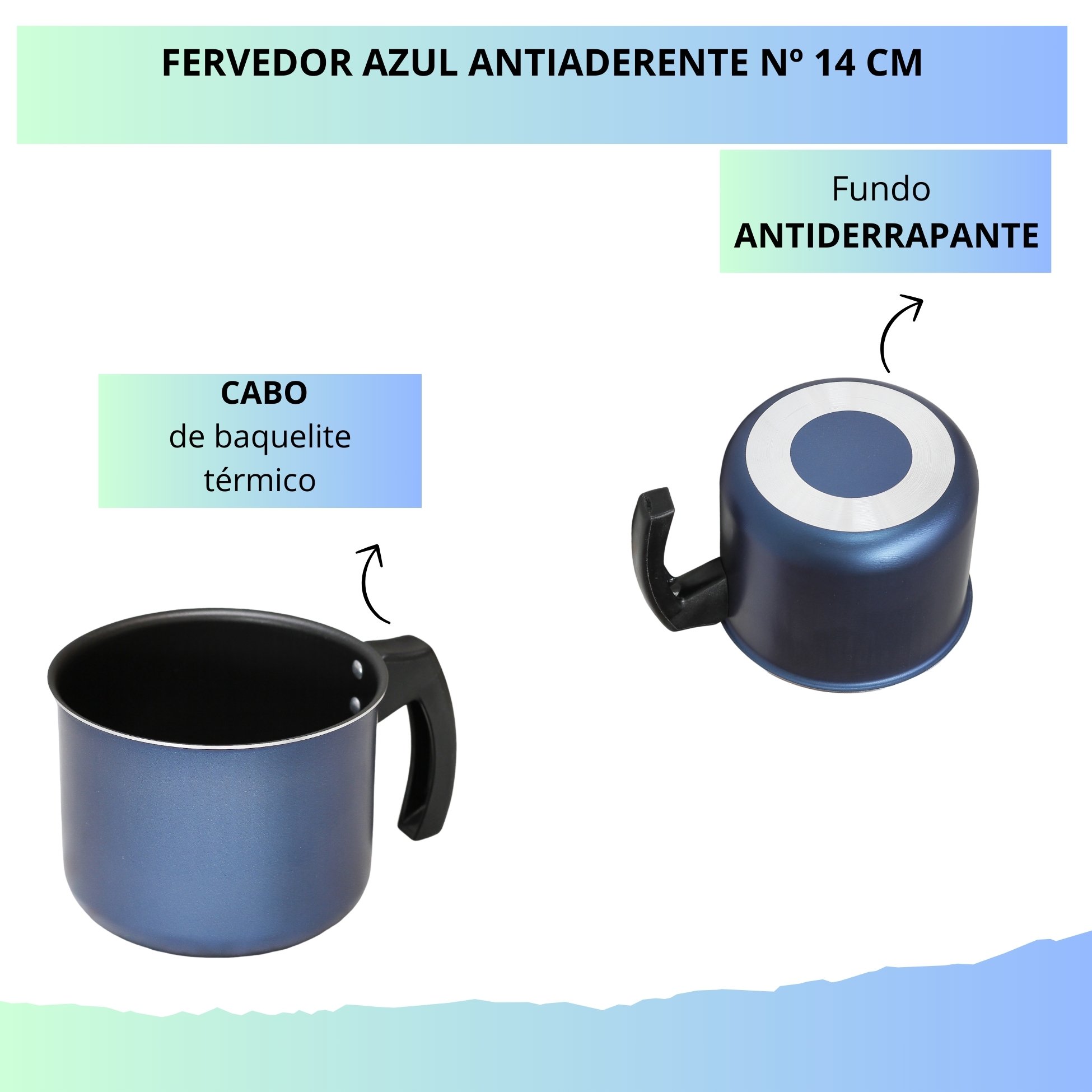 Fervedor Leiteira 14 Cm Azul Antiaderente 1,6 Litros - 4