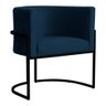 Poltrona Decorativa Sala Estar Recepção Escritório Luana Base Preta Veludo Azul Marinho - Montanaris - 1
