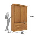 Ver imagem 3 de Guarda Roupa Solteiro 2 Portas 6 Gavetas - Chicago-cinamomo - Tcil Móveis