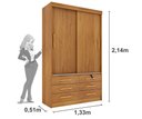 Ver imagem 3 de Guarda Roupa Solteiro 2 Portas 6 Gavetas - Chicago-cinamomo - Tcil Móveis