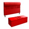 Kit Cabeceira Mais Calçadeira Baú King 195cm Para Cama Box Vitória Suede Vermelho - DS Estofados - 1