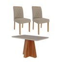 Ver imagem 1 de Sala de Jantar 130x80cm Tampo Mdf/vidro 4 Cadeira Cimol Maitê Cimol Cinamomo/off/mad/linho Bege
