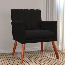 Kit 2 Poltronas Decorativas Cadeira Estofada Sala Cecilia Preto - 3
