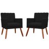 Kit 2 Poltronas Decorativas Cadeira Estofada Sala Cecilia Preto - 1