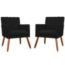 Ver imagem 1 de Kit 2 Poltronas Decorativas Cadeira Estofada Sala Cecilia Preto