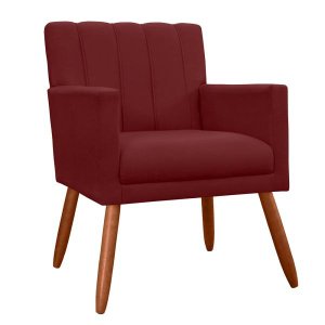Poltrona Decorativa Cadeira Estofada Cecilia Bordô