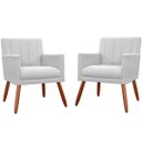 Ver imagem 1 de Kit 2 Poltronas Decorativas Cadeira Estofada Sala Cecilia Branco