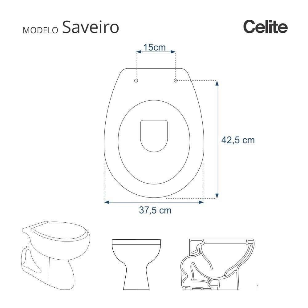 Assento Sanitario Poliester Saveiro Amarelo Terra para Vaso Celite - 4