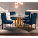 Ver imagem 1 de Conjunto Sala de Jantar Natalle 4 Lugares Mesa Redonda 1,2m e 4 Cadeiras Madeira Maciça Móveis Mundi