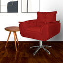 Ver imagem 1 de Poltrona Decorativa Estofada Base Giratória de Metal Opala Suede Vermelho - LM DECOR