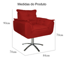 Ver imagem 5 de Poltrona Decorativa Estofada Base Giratória de Metal Opala Suede Vermelho - LM DECOR
