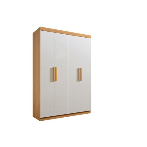 Guarda Roupa 4 Portas 3 Gavetas sem Pés Colibri Plus - D Doro Cinamomo/Off White