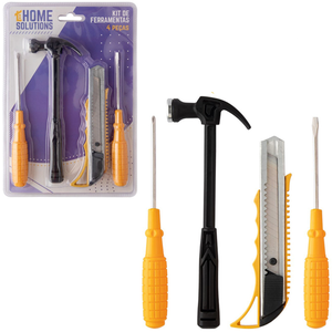 Kit Ferramenta 4 Peças Martelo Chave Philips Chave Fenda estilete