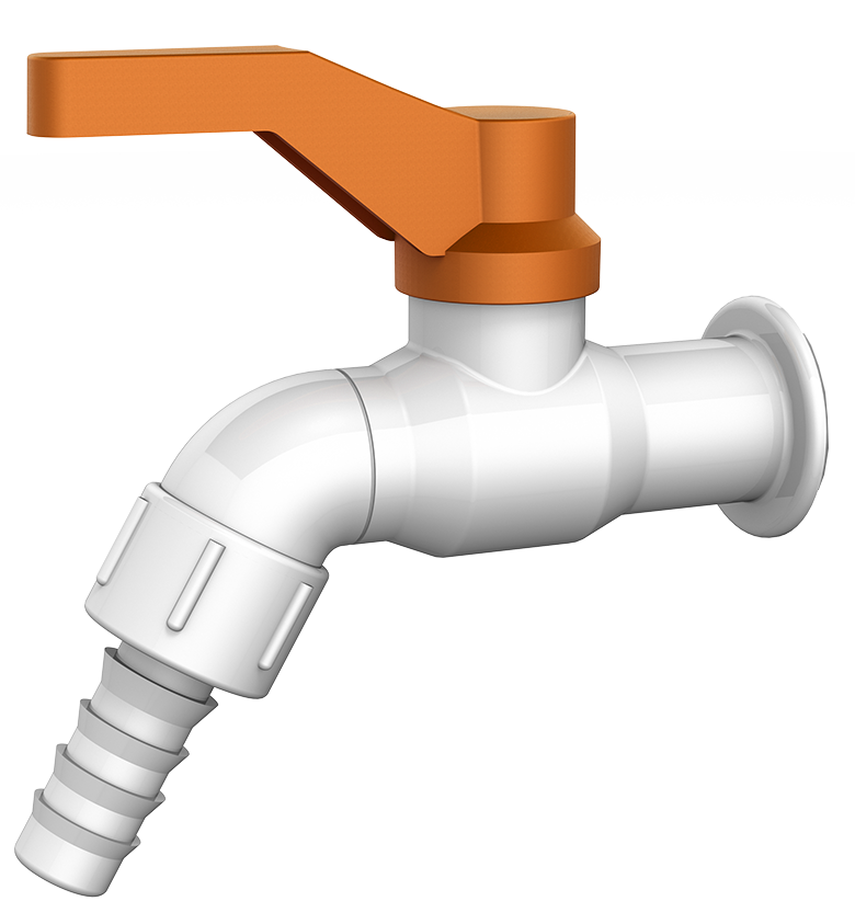 Torneira de Esfera Pvc Jardim Tanque 1/2'' e 3/4'' Cor Branco e Laranja Durín - 1