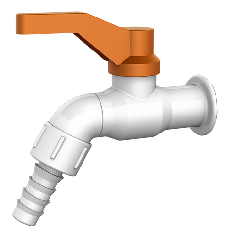 Torneira de Esfera PVC Jardim Tanque 1/2'' e 3/4'' Cor Branco e Laranja Durín