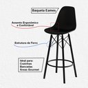 Ver imagem 3 de Conjunto Mesa Bistrô Redonda Estrutura em Ferro Preto com Tampo Amendoa com 2 Banquetas Eames Preta