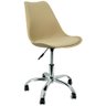 Cadeira Leda Office Luisa Saarinen Estofada Base Giratória Cromada - Bege - 1