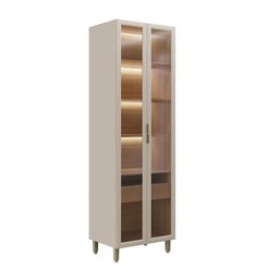 Cristaleira com Led 2 Portas Allure Linea Brasil 70cm Mdf - 1 Cristaleira com Led 2 Portas Allure Linea Brasil 70cm Mdf - 1