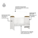 Ver imagem 2 de Berço Americano Mini Cama Mel Branco Acetinado Amadeirado com Colchão Gazin - Carolina