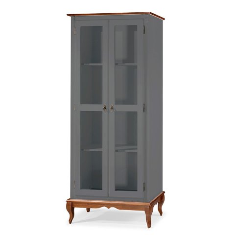 Cristaleira 2 Portas e 3 Prateleiras com Pés Luiz Xv 60300 Linz Móveis - Cinza/imbuia