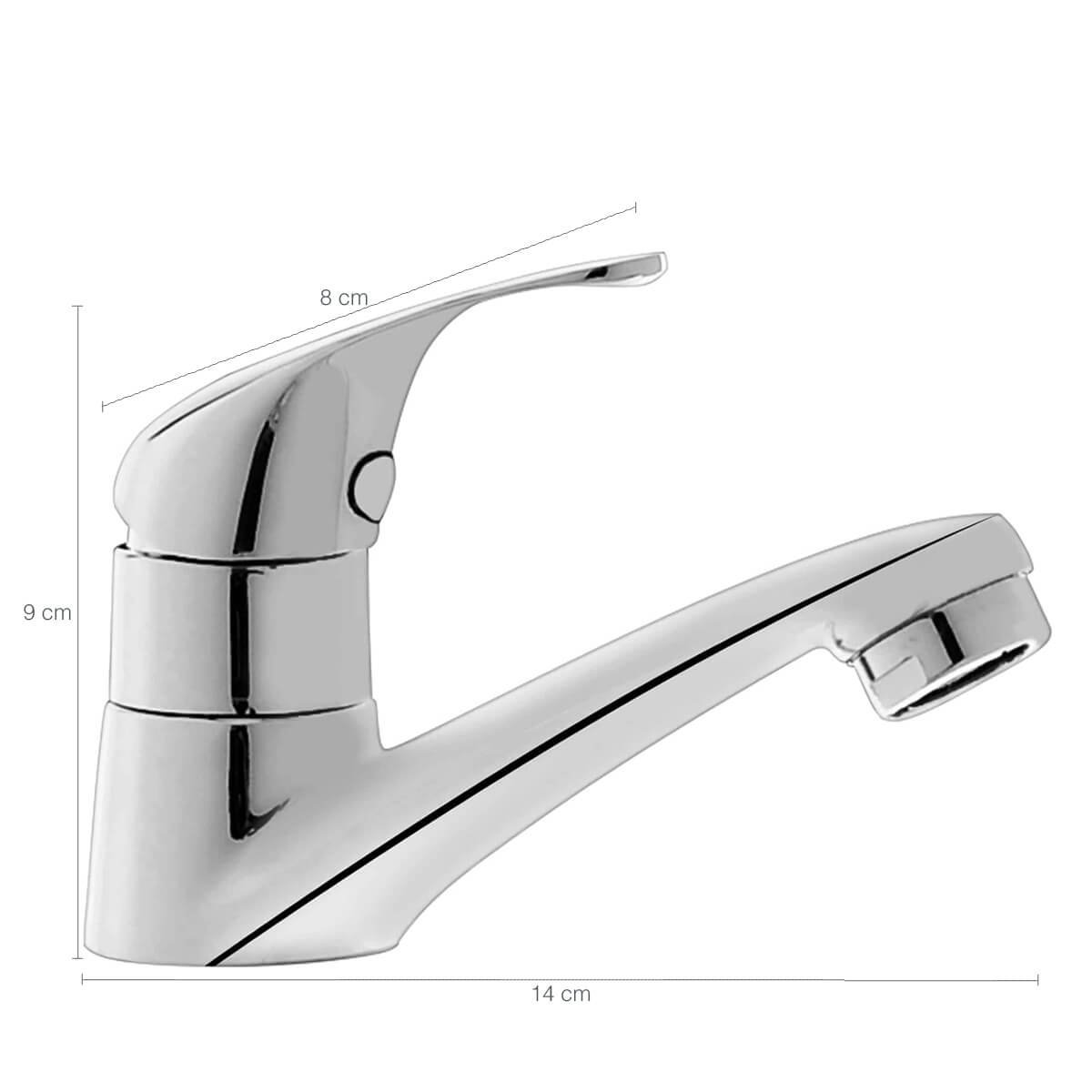Torneira de Mesa para Banheiro Água Fria com Alavanca Cromado Eco - 3