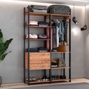 Ver imagem 2 de Closet 2 Gavetas 1 Cabideiro Estilo Industrial Chess F04 Preto/Solanum - Mpozenato