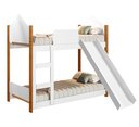 Ver imagem 1 de Cama Infantil Beliche Magia para Crianças Quarto Grade Proteção Escada com Escorregador Cor Branco