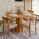 Ver imagem 2 de Mesa de Jantar Redonda com Tampo em MDF Isis Ypê 100cm
