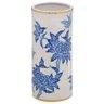 Vaso de Flor e Arranjos em Cerâmica Decorativo Branco com Azul - 34x16cm - 1