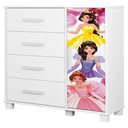 Ver imagem 1 de Comoda 4 Gavetas 1 Porta Mdf 81 Cm Livia Princesas Decmade