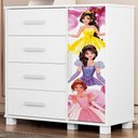 Ver imagem 2 de Comoda 4 Gavetas 1 Porta Mdf 81 Cm Livia Princesas Decmade