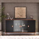 Ver imagem 3 de Aparador Buffet Sala Esmeralda 160cm com Portas de Vidro Rede Móveis