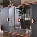 Ver imagem 2 de Aparador Buffet Sala Esmeralda 160cm com Portas de Vidro Rede Móveis