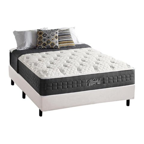 Cama Box Casal: Colchão Molas Ensacadas Anjos MasterPocket Versalhes + Base CRC Courano Branco(