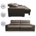 Ver imagem 2 de Sofá Retrátil e Reclinável 2,12m Molas Ensacadas Cama inBox Brasil Velusoft Castor
