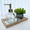 Ver imagem 4 de Decoração sala bandeja mdf + porta sabonete + vaso cachepô