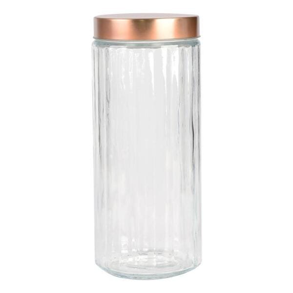 Porta mantimento redondo em vidro com tampa cor cobre 2,2L D11xA27,5cm